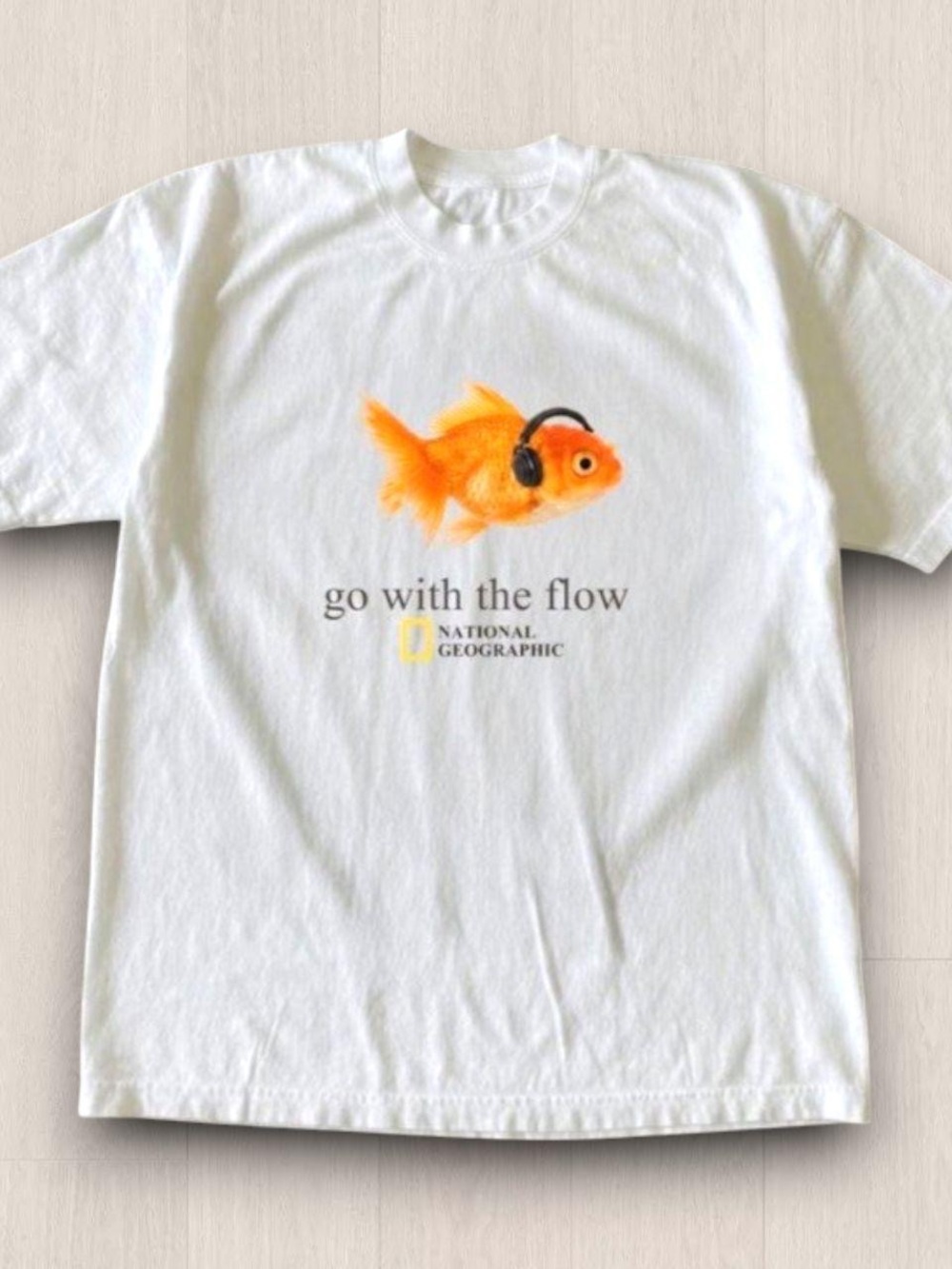 Gildan White Tee with Orange Goldfish Graphic